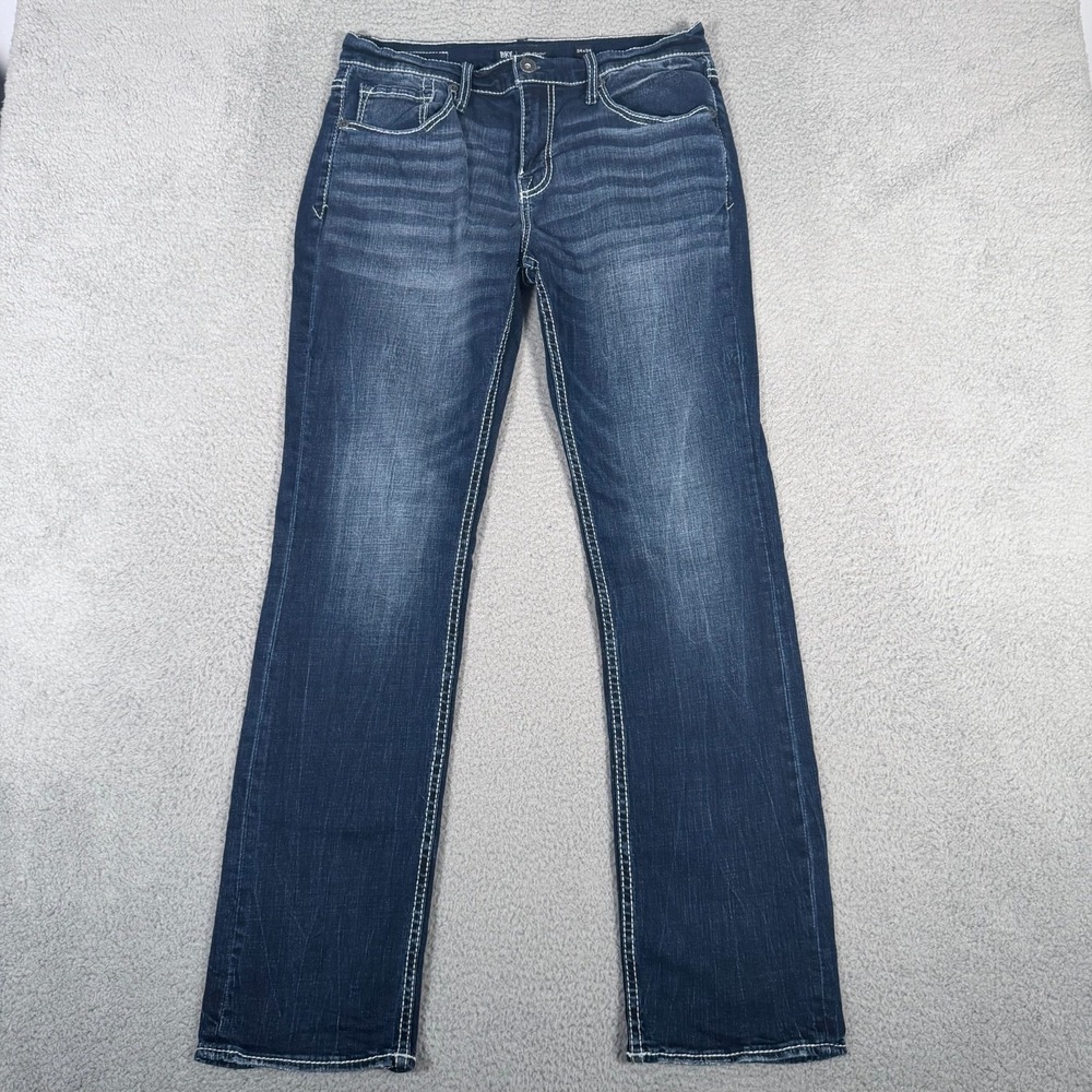 BKE Buckle Jeans Mens 34x34 (Fits 32x32) Jake Straight Denim Dark Wash Blue